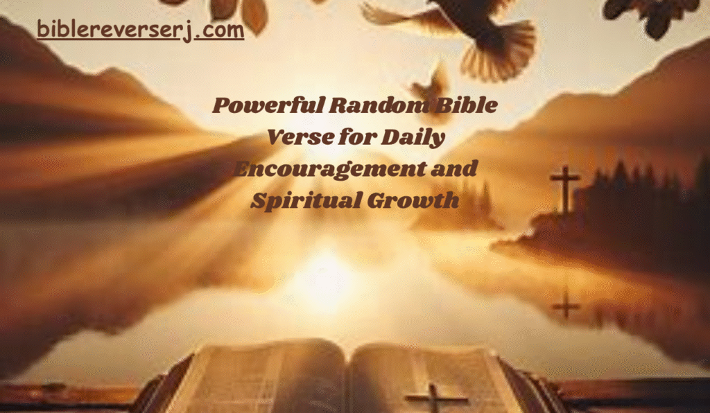 "Open Bible on wooden table showing a random Bible verse with morning sunlight"