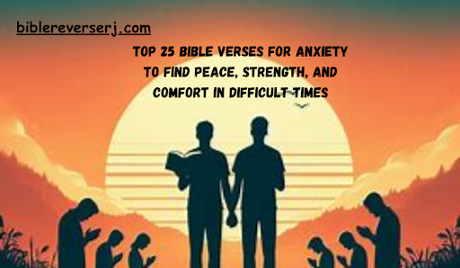 Calm lake with open Bible and scripture about overcoming anxiety through faith in God.