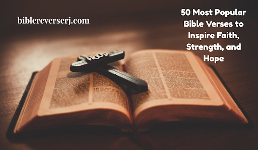 Open Bible with highlighted popular verses offering daily encouragement and inspiration.