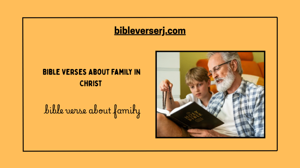 Happy family praying together at home with Bible
