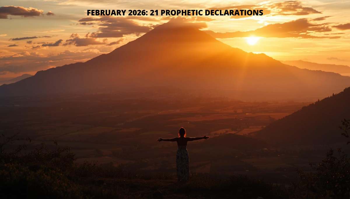 A believer claiming 21 prophetic declarations for February 2026 at sunrise
